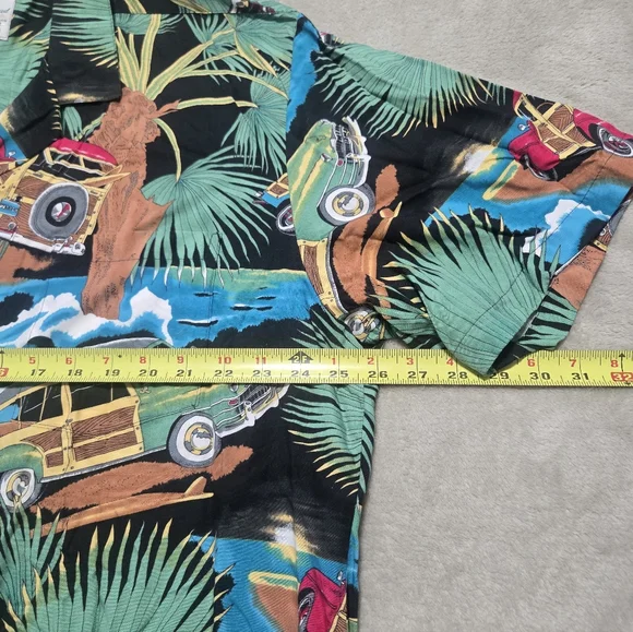 Vintage Woody Car AOP Hawaiian Shirt Mens XL Aloha Diamond Head Sportswear USA - Picture 6 of 6